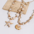Conch & Starfish Geometric Pendant Necklace for Women