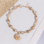 Conch & Starfish Geometric Pendant Necklace for Women