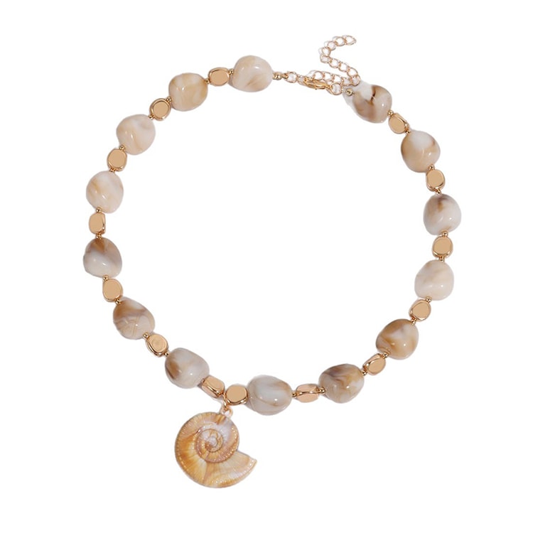 Conch & Starfish Geometric Pendant Necklace for Women