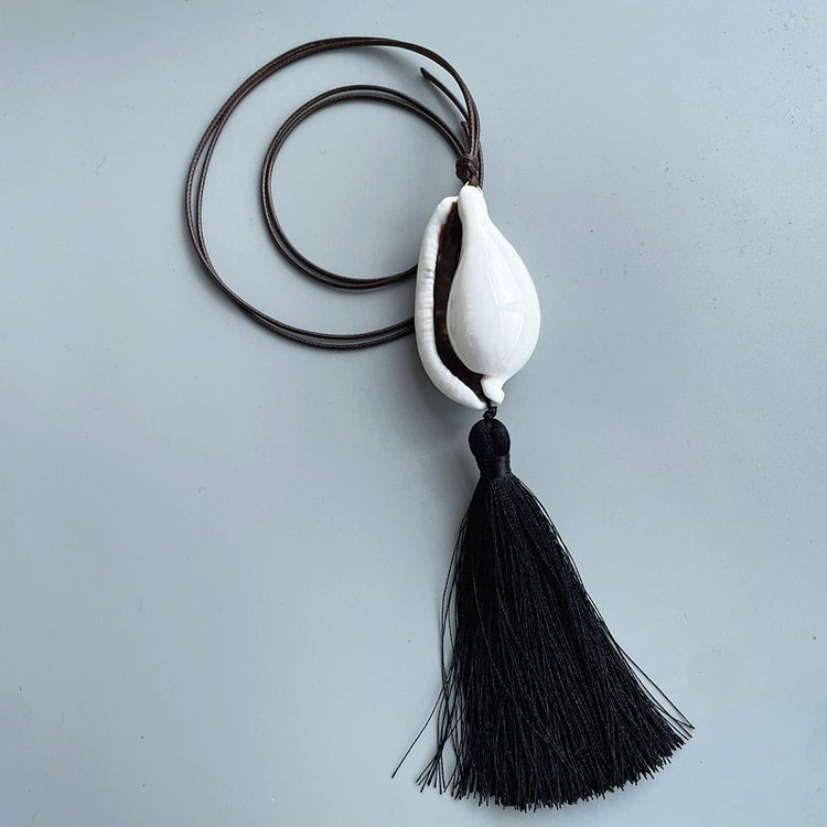 Boho Shell Tassel Lariat Necklace for Women – Layered Beach &amp; Vacation Jewelry