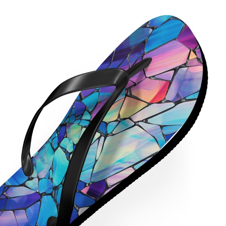 Glass Mosaic Flip Flops Colorful Summer Sandals Beach Footwear Unique Gift for Her