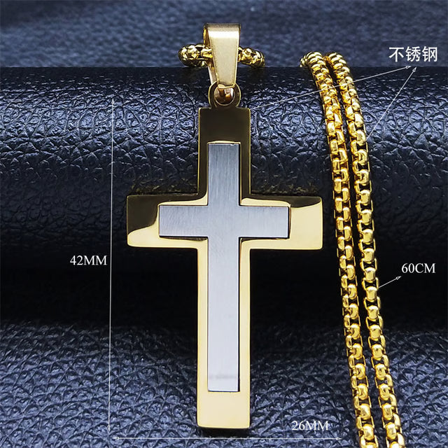 Stainless Steel Cross Pendant Necklace for Men & Women