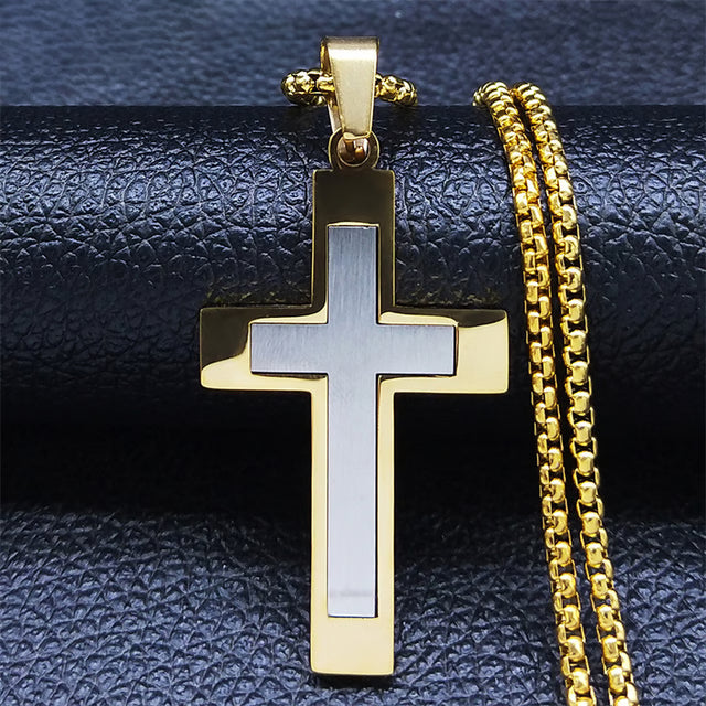 Stainless Steel Cross Pendant Necklace for Men & Women