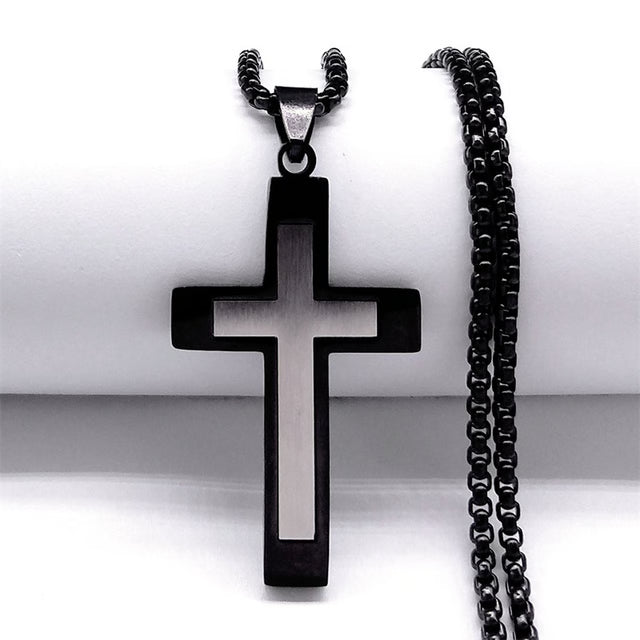Stainless Steel Cross Pendant Necklace for Men & Women