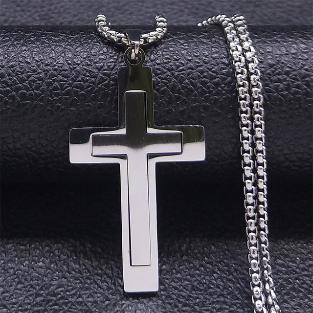 Stainless Steel Cross Pendant Necklace for Men & Women