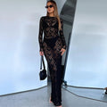 Women's Sheer Long Sleeve Bodycon Dress – Elegant Autumn Evening Wear