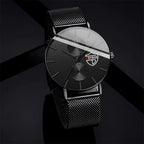 Men’s Business Casual Quartz Wrist Watch – Black Stainless Steel Mesh Belt, Ultra-Thin Design