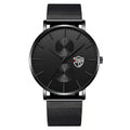 Men’s Business Casual Quartz Wrist Watch – Black Stainless Steel Mesh Belt, Ultra-Thin Design