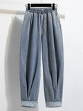 Women's High Elastic Waist Harem Jeans – Relaxed Fit Denim Pants