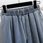 Women's High Elastic Waist Harem Jeans – Relaxed Fit Denim Pants