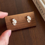 Geometric Flower Stud Earrings for Women – Silver Needle Fashion Jewelry