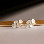 Geometric Flower Stud Earrings for Women – Silver Needle Fashion Jewelry