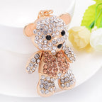 Luxury Rhinestone Mini Bear Keychain for Women Fashion Zinc Alloy Key Ring