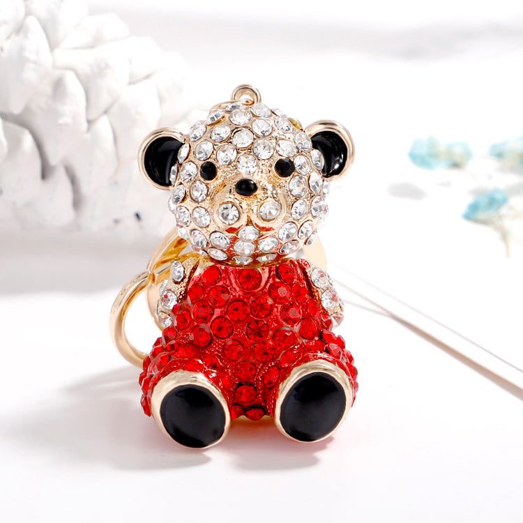 Luxury Rhinestone Mini Bear Keychain for Women Fashion Zinc Alloy Key Ring