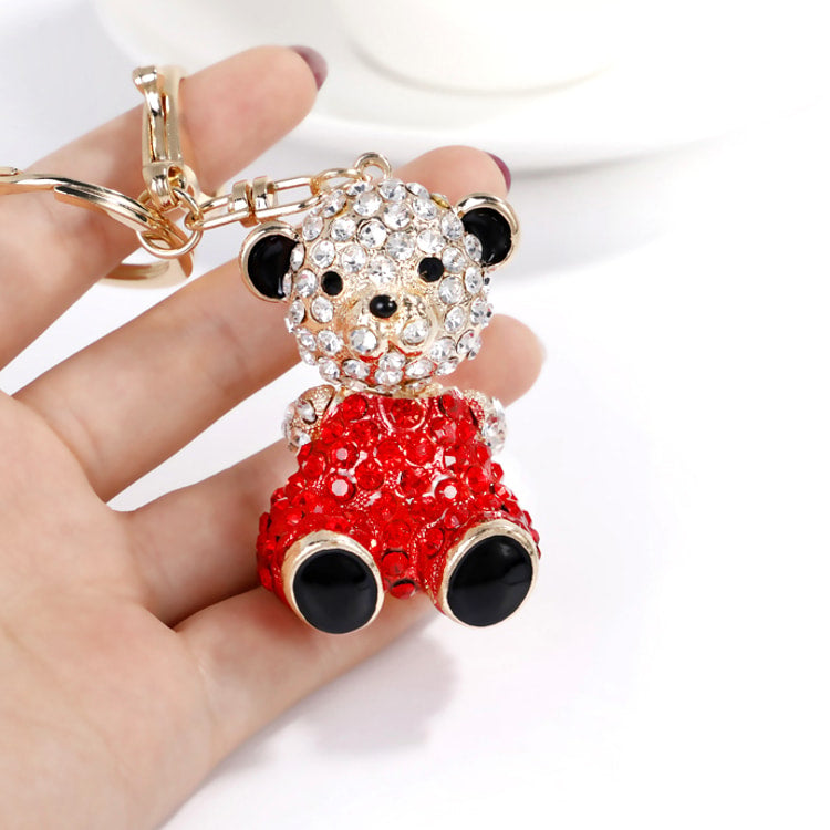 Luxury Rhinestone Mini Bear Keychain for Women Fashion Zinc Alloy Key Ring